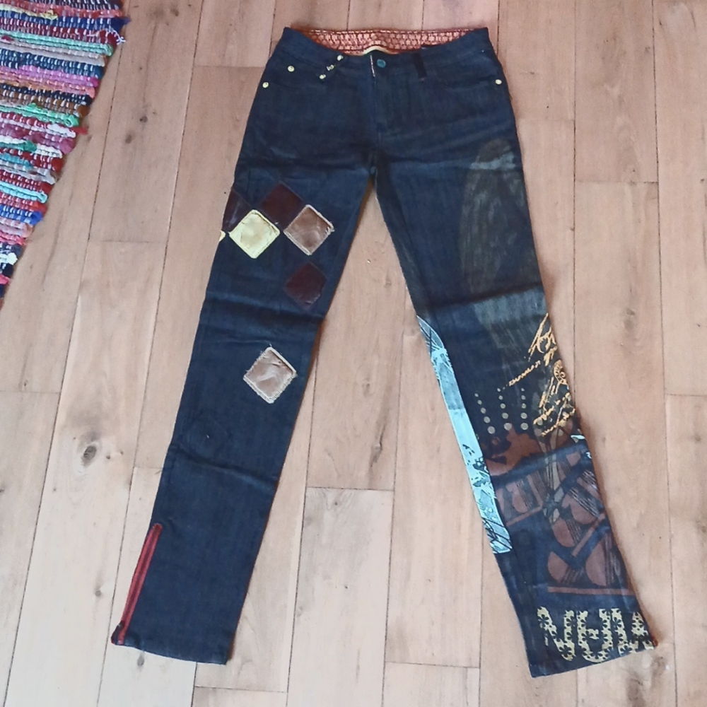 DC Comics Lot 29 Womans Hawkgirl Embroidered & Screen Printed Blue Jeans Size 5